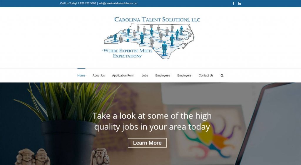 Carolina Talent Solutions Homepage Example