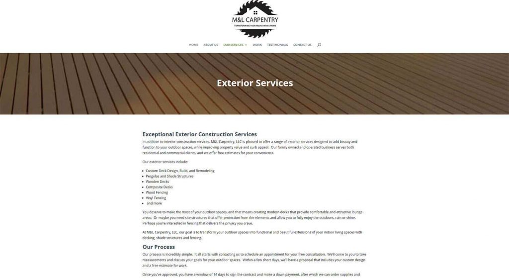 M&L Carpentry Exterior Services Example